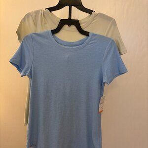 Jockey Women's 2 Pack Essential Short Sleeve T Shirts Blue Ivory Size X Small